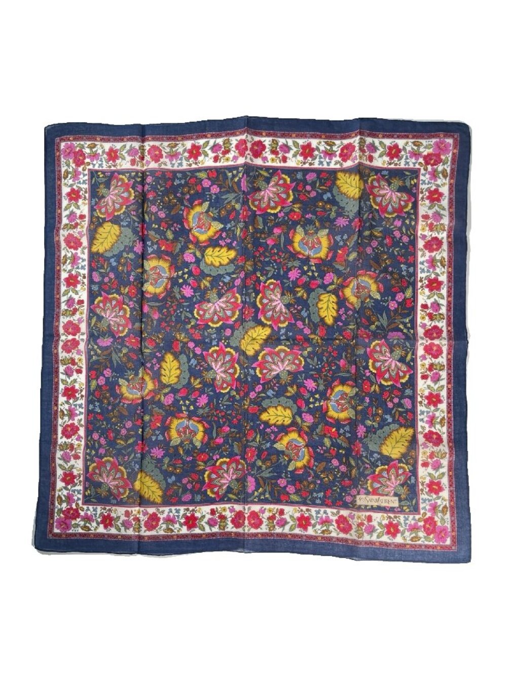 Vintage Yves Saint Laurent Floral Cotton Scarf